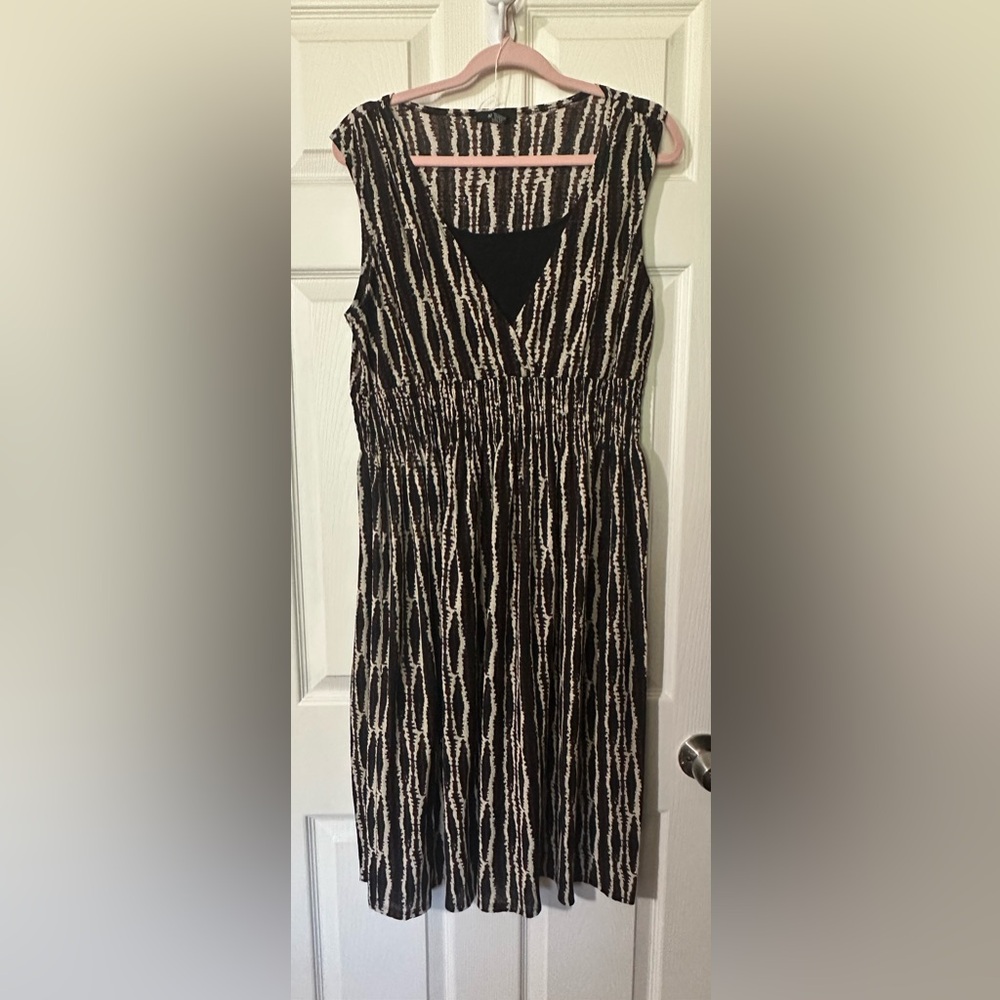 Alfani Smocked Black and White Maxi Dress
